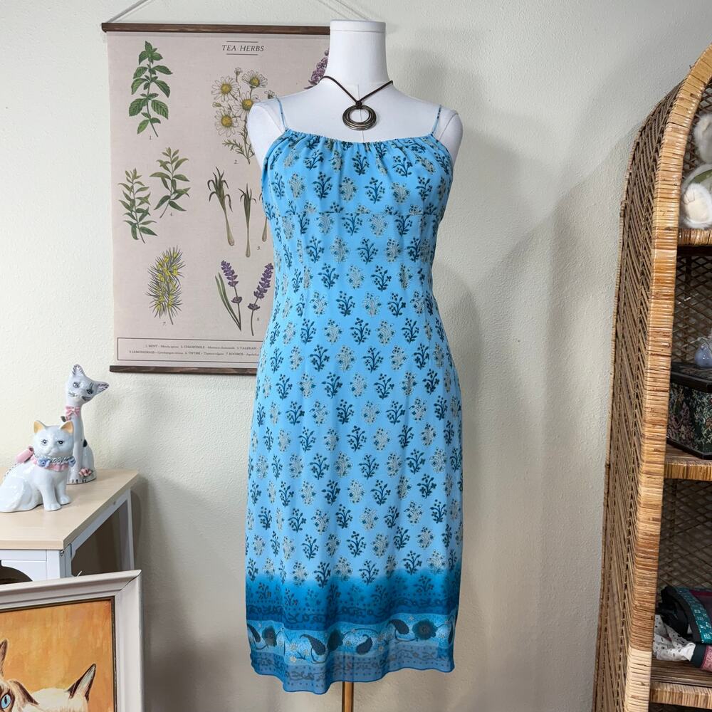 Silk Floral Babydoll Slik Dress Hippie Boho Fairy Whimsy Coastal Cowgirl L 14